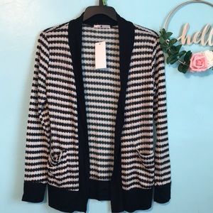 Striped Blu Planet Open Cardigan